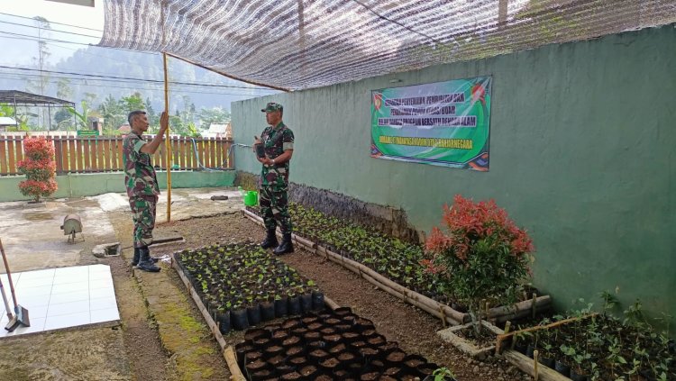 Danramil 17 Wanayasa Dampingi Kasdim Meninjau Pembibitan Tanaman Kopi