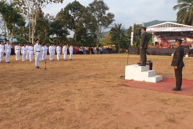 Danramil 01/Banjarnegara Jadi Irup Upacara Penurunan Bendera HUT ke 79