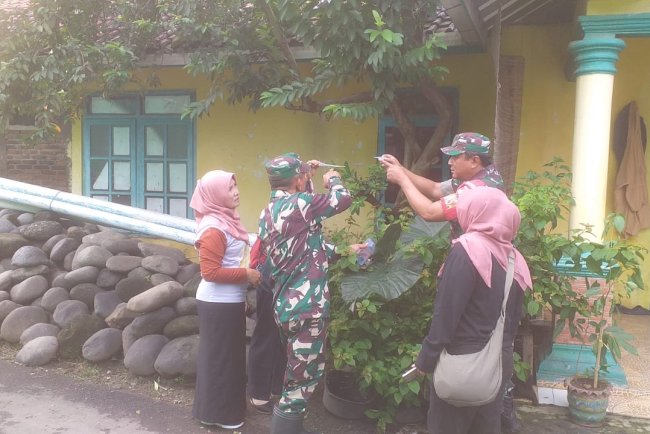 Babinsa Laksanakan Pendampingan Pemberantasan Sarang Nyamuk Bersama Dinas Kesehatan