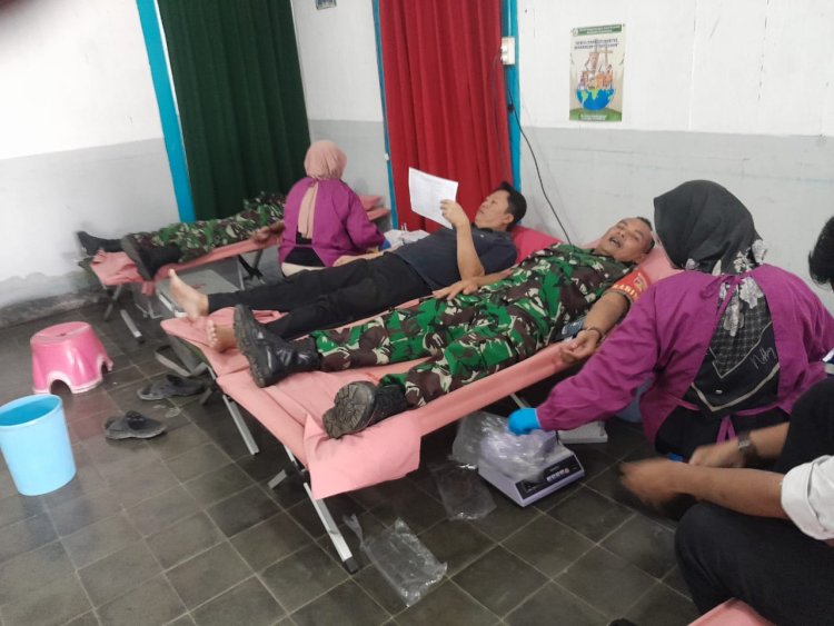 Babinsa Koramil 04/Karangkobar Turut Berpartisipasi Dalam Kegiatan Sosial Donor Darah