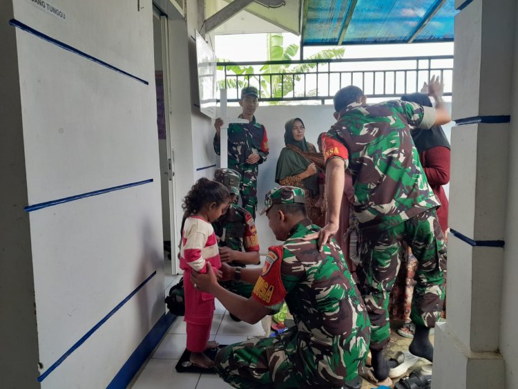 Ciptakan Kesehatan Balita Babinsa Koramil Bantu Bidan Desa Dampingi Giat Posyandu Balita