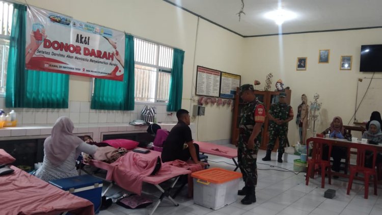 Babinsa Koramil 04/Karangkobar Turut Berpartisipasi Dalam Kegiatan Sosial Donor Darah
