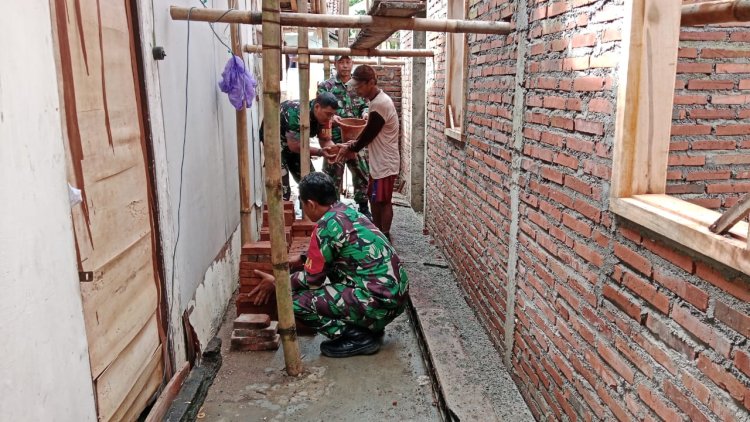 Program Unggulan Kasad  Koramil 02/Klampok Membantu Kerja Bhakti Rtlh
