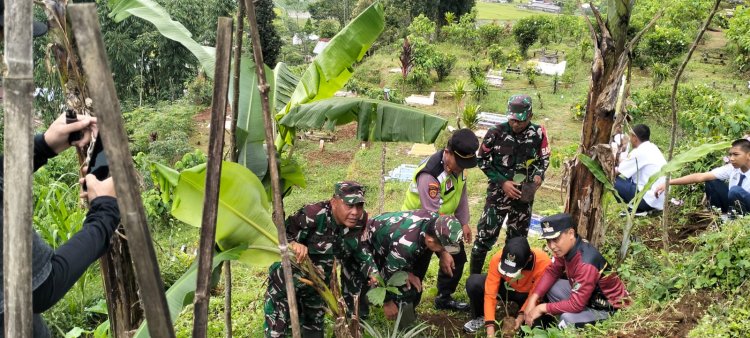 Danramil 06 Kalibening Bersama Forkopincam dan Masyarakat Melaksanakan Penghijauan